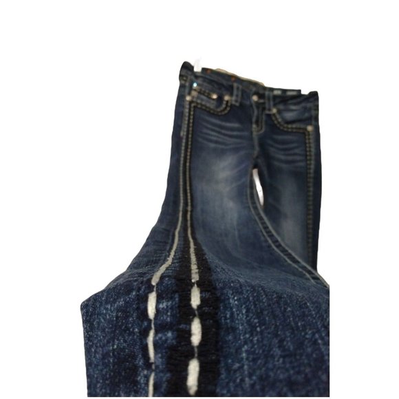 Miss Me Womens Mid-Rise Bootcut Flare Rhinestone Embellished Bling Blue Jeans 26 - Picture 7 of 12